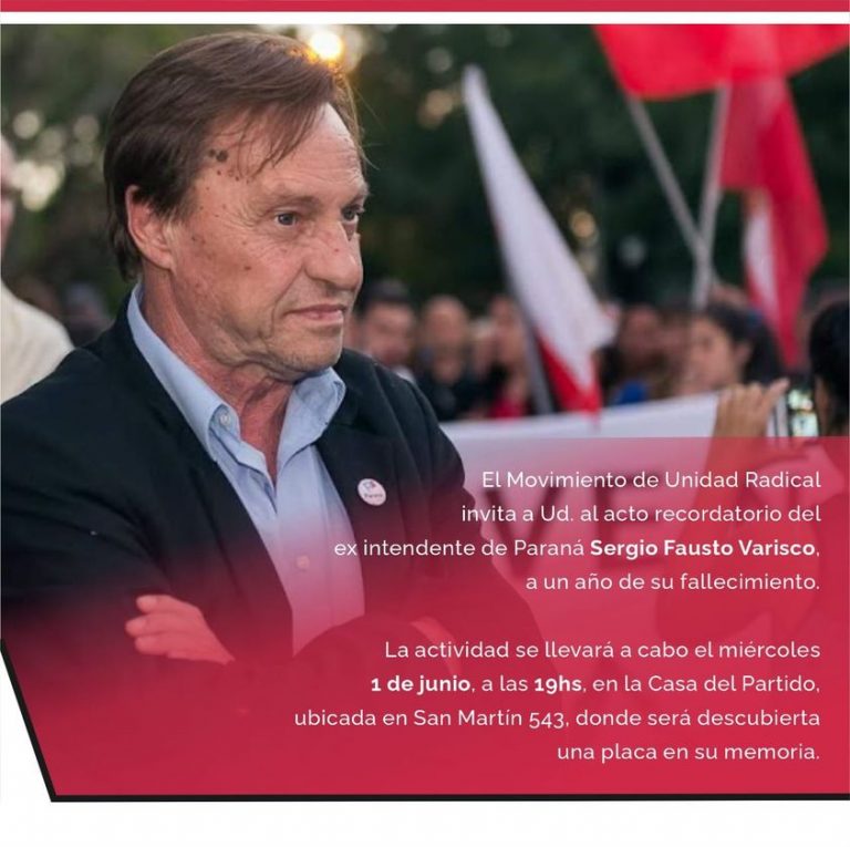 El miércoles se le hará un homenaje a Varisco en el Comité Provincial de la UCR