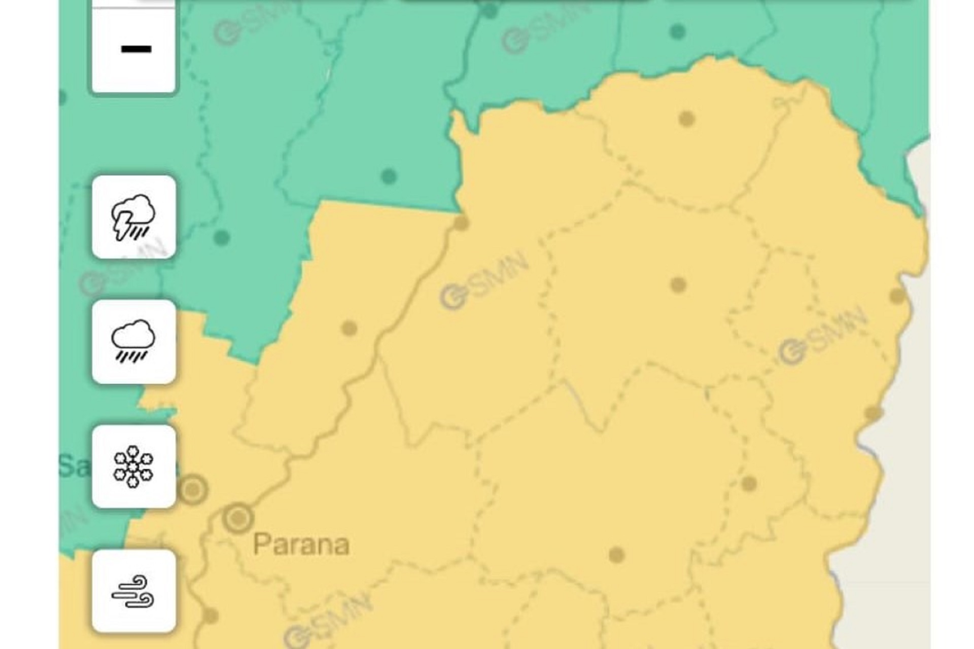 Alcanza a todo Entre Ríos la alerta amarilla