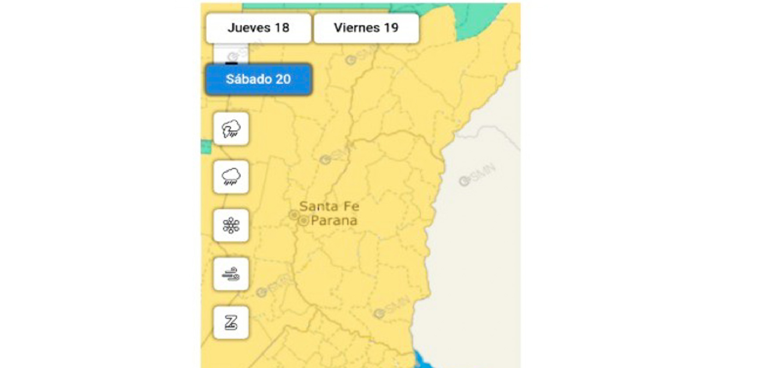 Emitieron alerta amarilla por lluvias y tormentas para este sábado