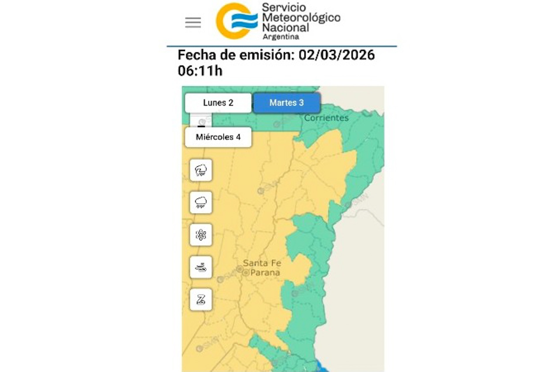 Alerta meteorológica amarilla por tormentas
